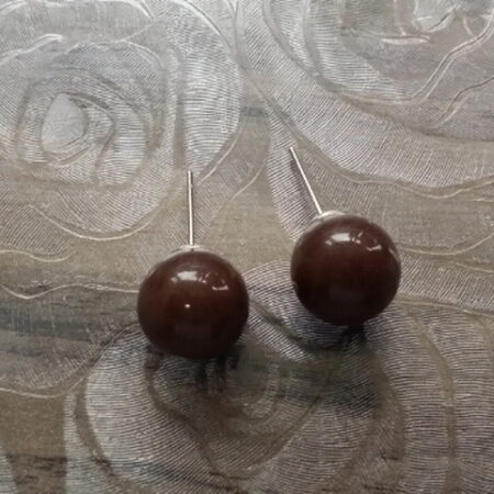 Chocolate Brown Ball Stud Earrings