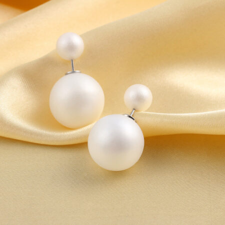 Matt White - Double Pearl Stud Earrings