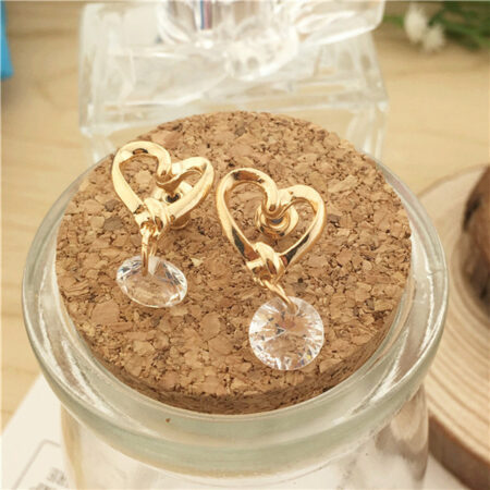 Gold Sweet Love Heart Cz Drop Earrings