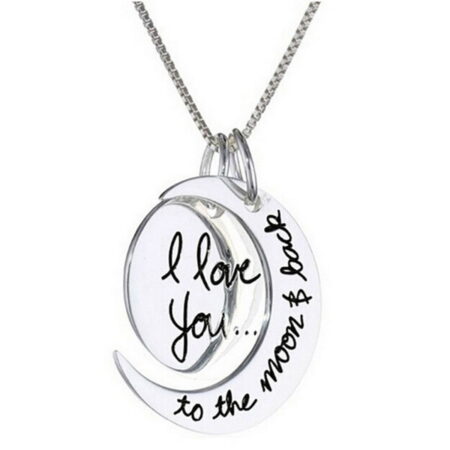 Stunning I love you to the moon and back pendant necklace - Silvertone