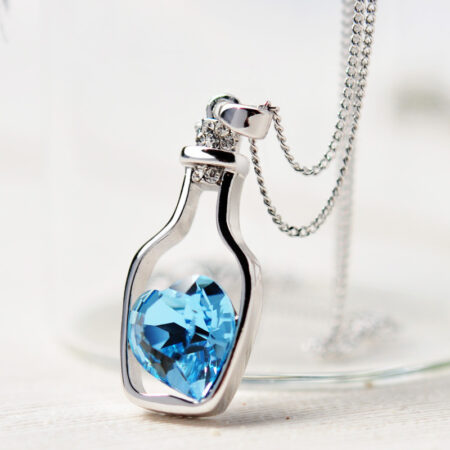 Blue Lagoon Love Bottle Pendant Necklace