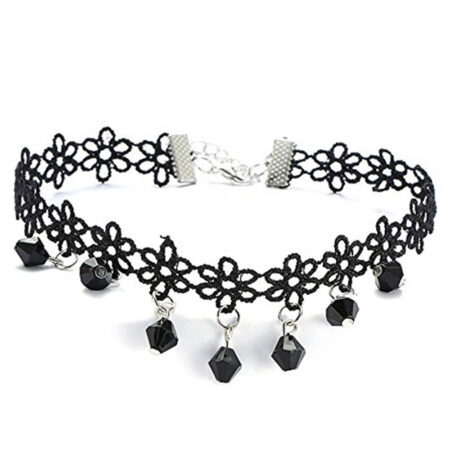 Classic Gothic / Punk Rocker Dainty Choker Velvet Necklace - Multi Gem