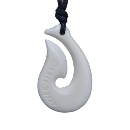 Stunning Hand Carved Matau (Fish Hook) Bone Pendant
