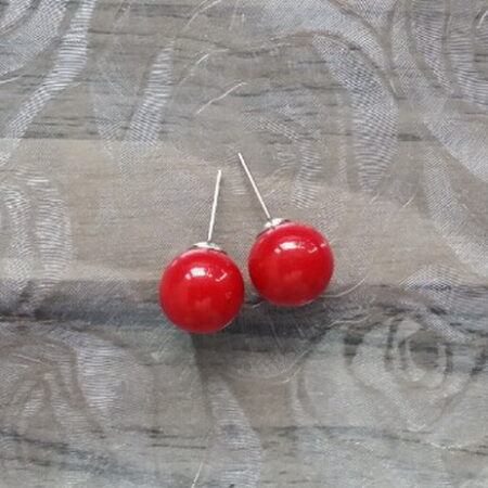 Racey Red Ball Stud Earrings