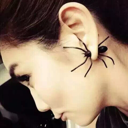 Punk Black Spider Stud Earring