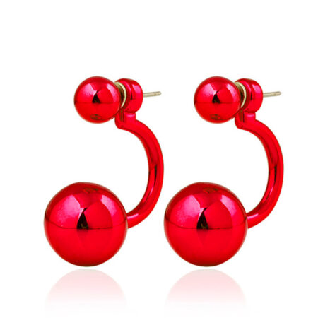 Red Double Imitation Pearl Hanging Earrings