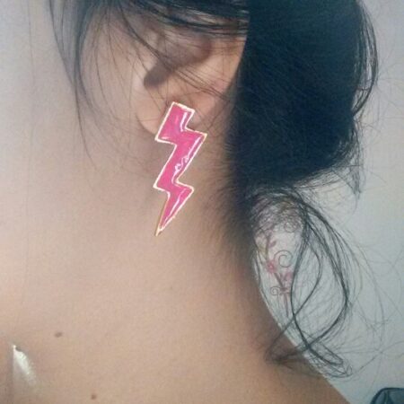 Hot Pink Lightning-Shaped Earrings