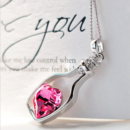 Rose Love Bottle Pendant Necklace