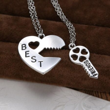 Best Friends Heart & Key Pendant Necklaces