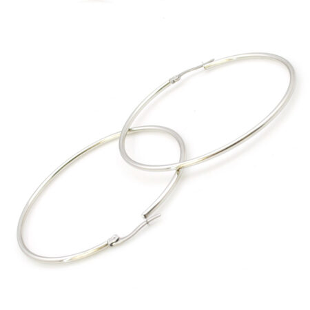 Silver tone Stainless Steel Hoop earrings - 40mm