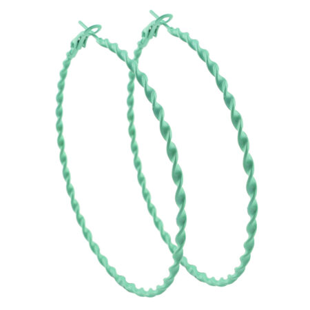 Iron Big Hoop Twist Earrings - Approx 70mm Drop - Lawn Green