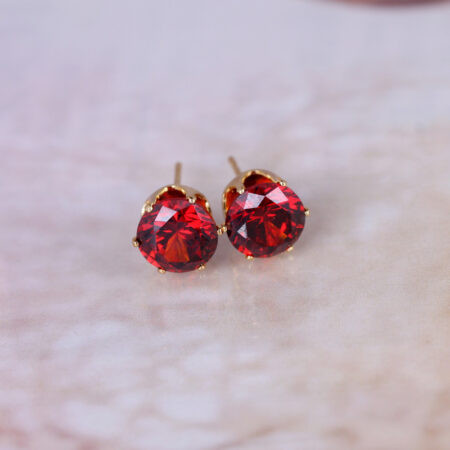 Red Fire Crown Gold CZ Stud
