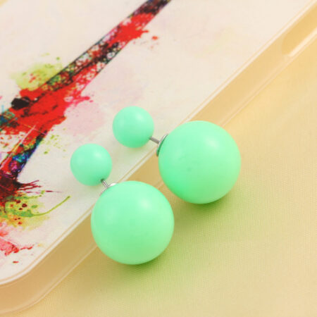 Mint Green- Double Pearl Stud Earrings