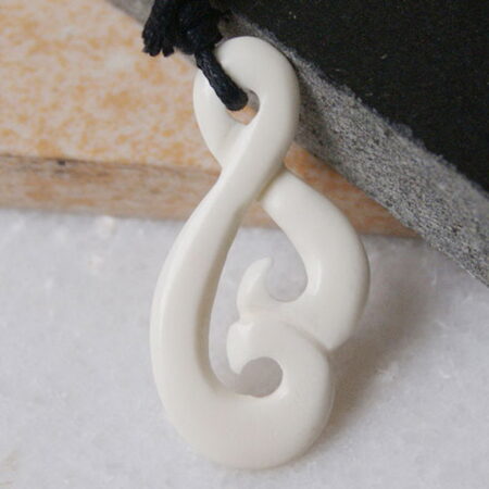Stunning Hand Carved Koru Pikorua (Twist) Bone Pendant Necklace