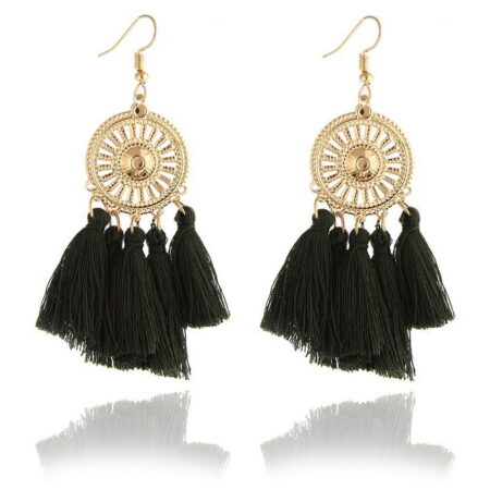 Vintage Fashion Bohemian Tassel Drop Hook Earrings with an Approx 75mm Drop