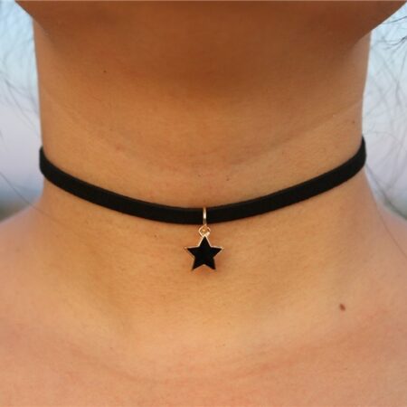 Gothic Short Choker Necklace - Black Star