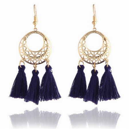 Vintage Fashion Bohemian Tassel Drop Hook Earrings with an Approx 75mm Drop