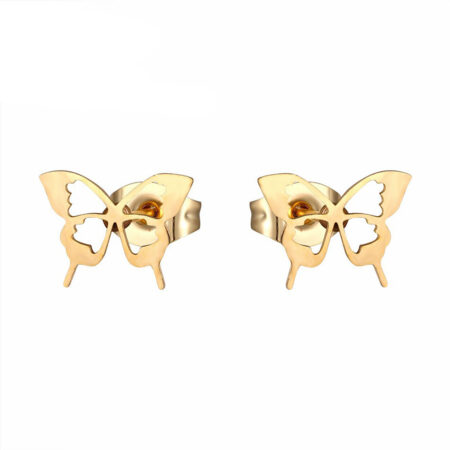 Small Gold Cute Butterfly Ear Studs For Women