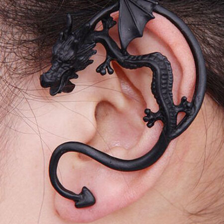 Metal Dragon Stud Earring - Black - 1 piece
