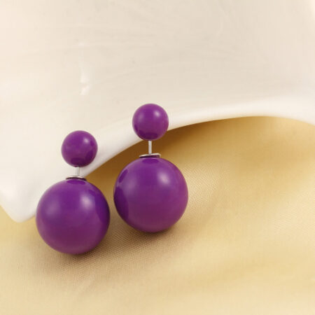 Purple - Double Pearl Stud Earrings