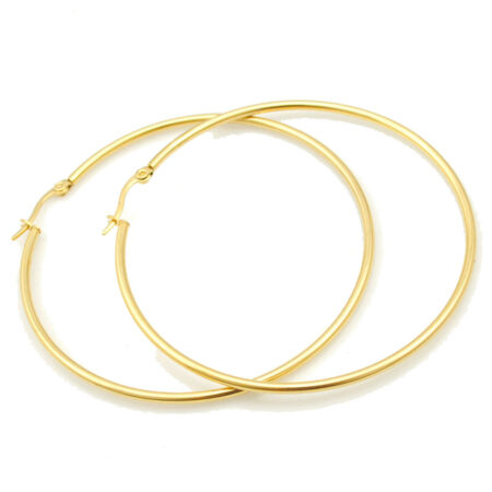 Gold tone Stainless Steel Hoop earrings - 40mm