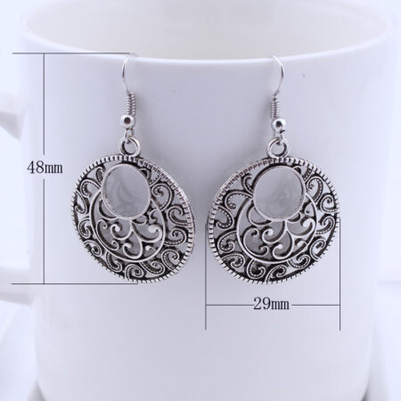 Bohemia Tibetan Silver Vintage Carving Retro Earrings
