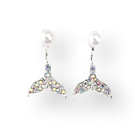 Mermaid Tale and Faux Pearl Push Through Earrings - Statement Size