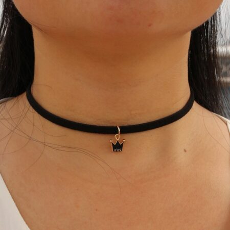 Gothic Short Choker Necklace - Black Crown
