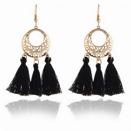 Vintage Fashion Bohemian Tassel Drop Hook Earrings with an Approx 75mm Drop