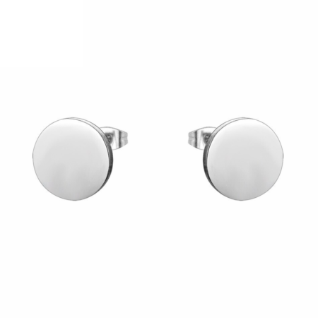 Mini Stainless Steel Fake Plug Stud Earrings - Silver tone