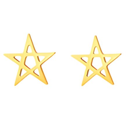 Small Gold Coloured Cute Pentagram Star Ear Studs For Women