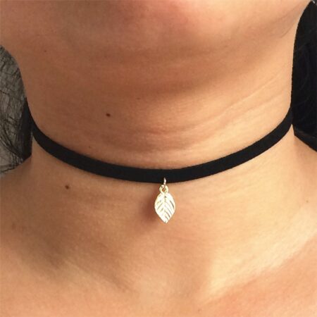 Gothic Short Choker Necklace - Gold Leaf