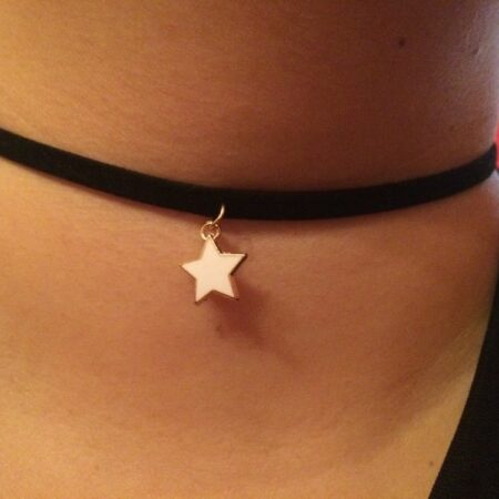 Gothic Short Choker Necklace - White Star