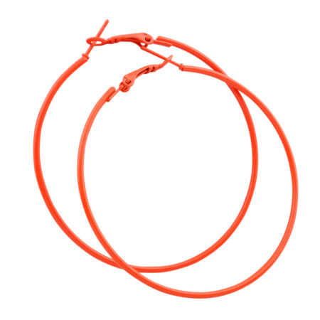 Stainless Steel 60mm Colored Hoop Earrings - Wildfire Orange