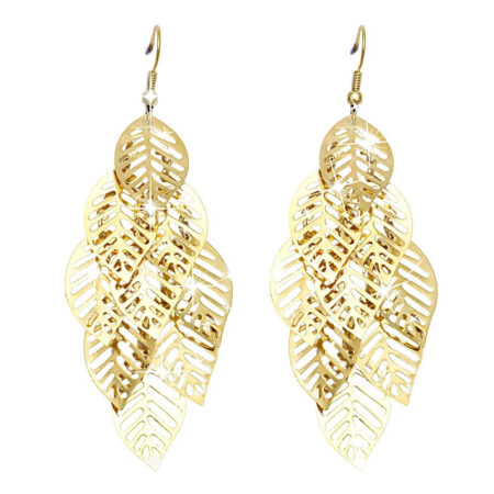 Tassel Leaf Hook Earrings - Gold