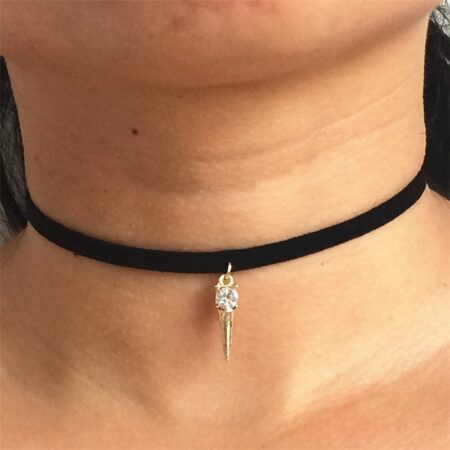 Gothic Short Choker Necklace - Crystal Bullet