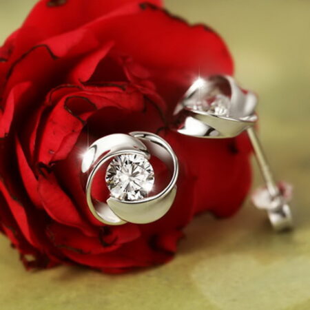 Stunning Silvertone Pushback Swirl Stud Earrings