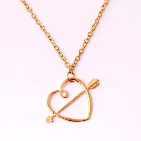 Gold arrow through your heart love pendant necklace