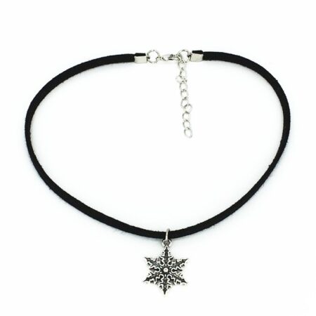 Gothic Short Choker Necklace - Silver Snowflake