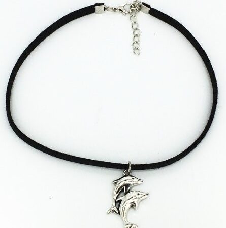 Gothic Short Choker Necklace - Pair of Dolphins