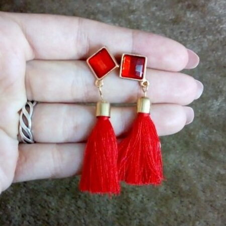 Vintage Fashion Bohemian Tassel Drop Stud Earrings with an Approx 50mm Drop