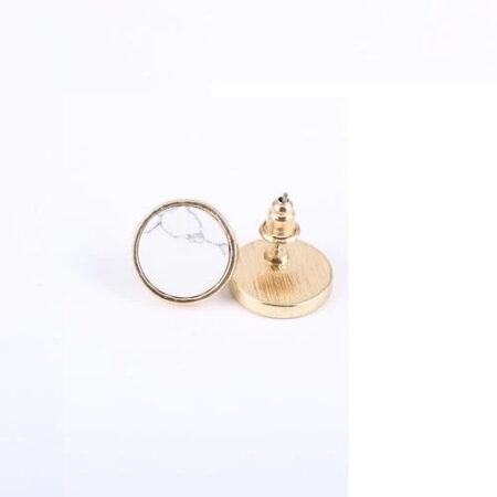 Stunning Small Marbled White Circle Push back Studs