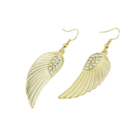 Rhinestone Angel Wings Earrings - Gold
