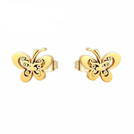 Small Gold Cute Butterfly Ear Studs For Women
