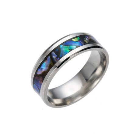 Stunning Stainless Steel Designer Paua Shell Ring - Size 9