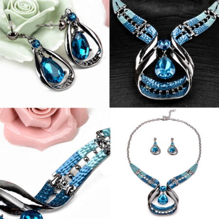 Stunning Blue Nile Statement Necklace and Earrings Set