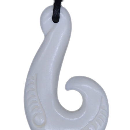 Stunning Hand Carved Matau (Fish Hook) Bone Pendant