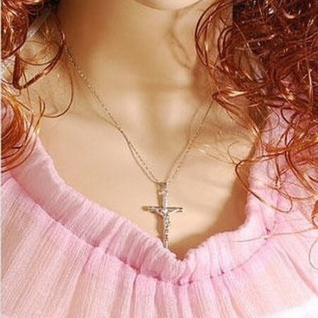 Silver Crucifix / Cross Religious Pendant Necklace