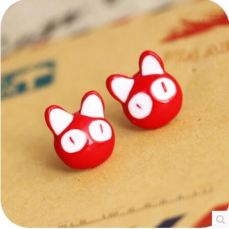 RED Cat Face Stud Earrings (pair)