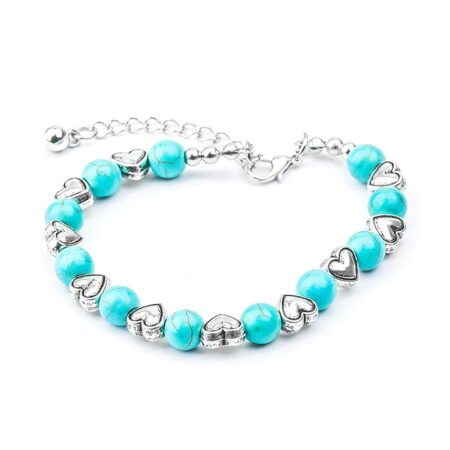 Pretty Turquoise tone Love Heart Boho Style Bracelet